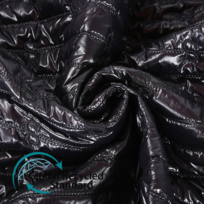 380T Nylon Taffeta Quilting and Embroidery Down Jacket Windbreaker Coat Lining Windproof Quilt Recycled Fabric
