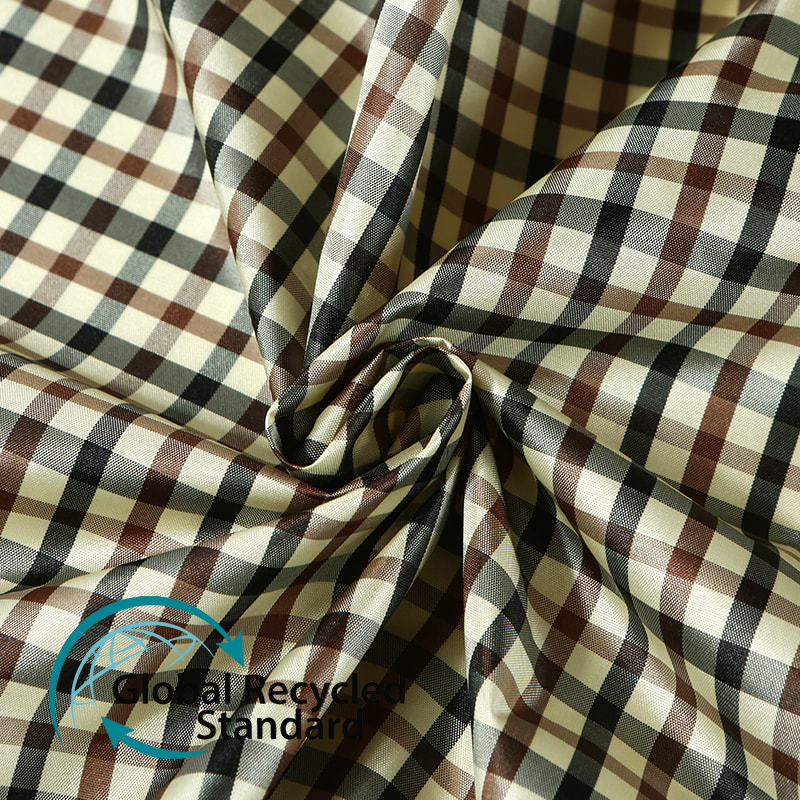 RPET Yarn-dyed Polyester Taffeta Plaid Striped Shirt Jacket Cotton Lining Sleeve Apron Fabric Recycled Fabric